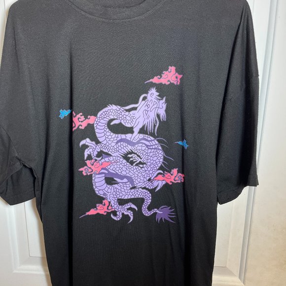 SHEIN black oversized Chinese Dragon short sleeve t-shirt - Picture 1 of 5